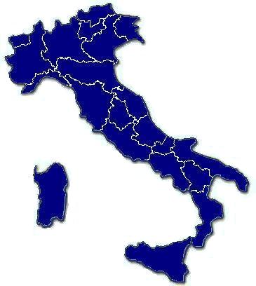 Immagine dell'Italia suddivisa in regioni